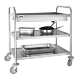 Vogue Stainless Steel 3-Tier Deep Tray Clearing Trolley