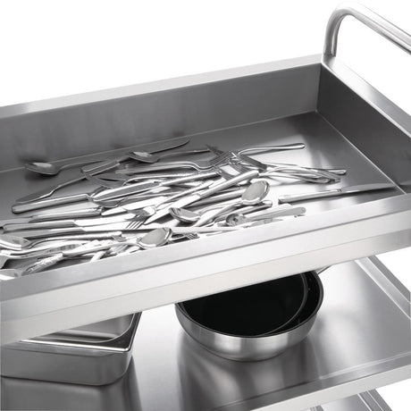 Vogue Stainless Steel 3-Tier Deep Tray Clearing Trolley