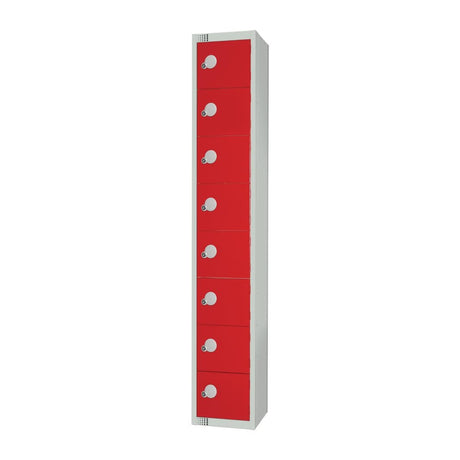 Elite Eight Door Electronic Combination Locker with Sloping Top Red