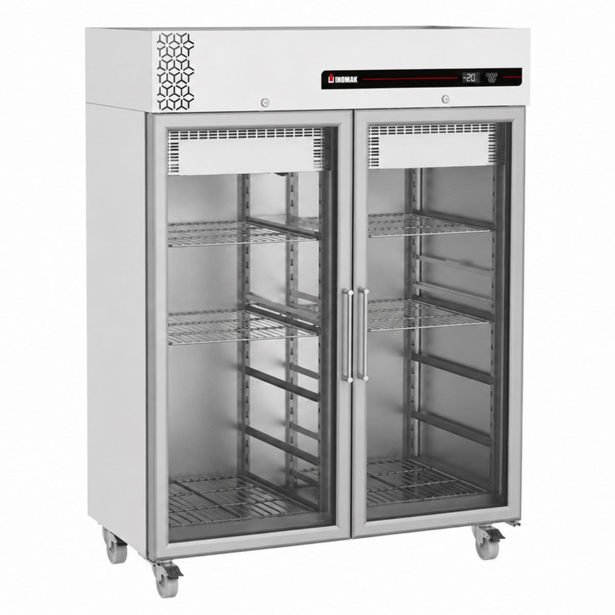 Upright Double Hinged Glass Door Heavy Duty Freezer