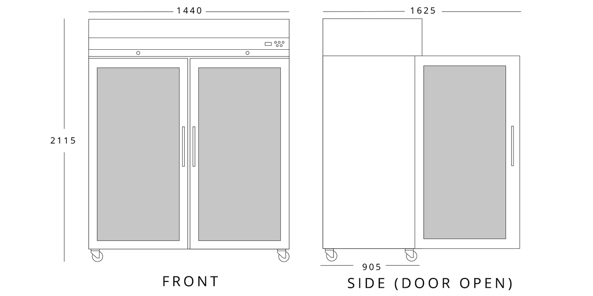Double Glass Door Heavy Duty 2/1 Freezer 1432 L