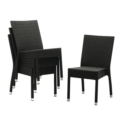 Bolero PE Wicker Side Chairs Charcoal (4 Pack)