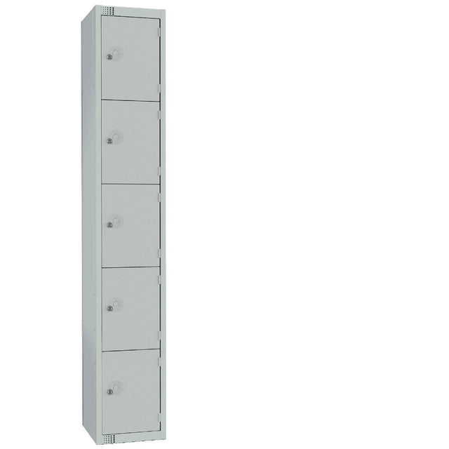 Elite Five Door Electronic Combination Locker with Sloping Top Grey