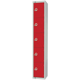 Elite Five Door Coin Return Locker Red