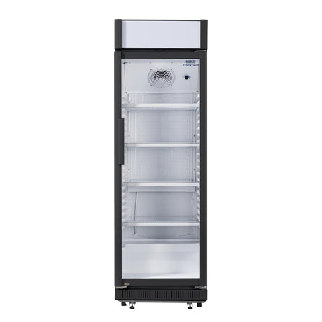 Nisbets Essentials Upright Display Cooler Black with Light Box - 354Ltr