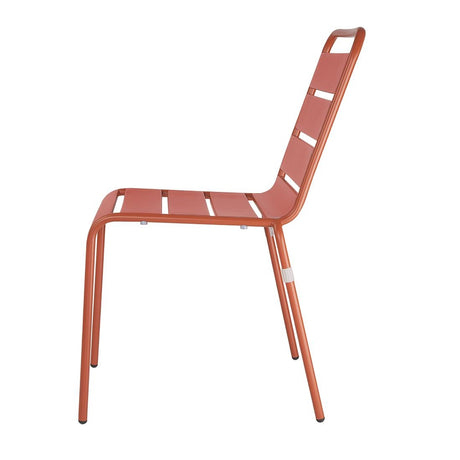 Bolero Amalfi Slatted Steel Side Chairs Terracotta (4 Pack)