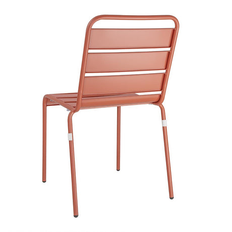 Bolero Amalfi Slatted Steel Side Chairs Terracotta (4 Pack)