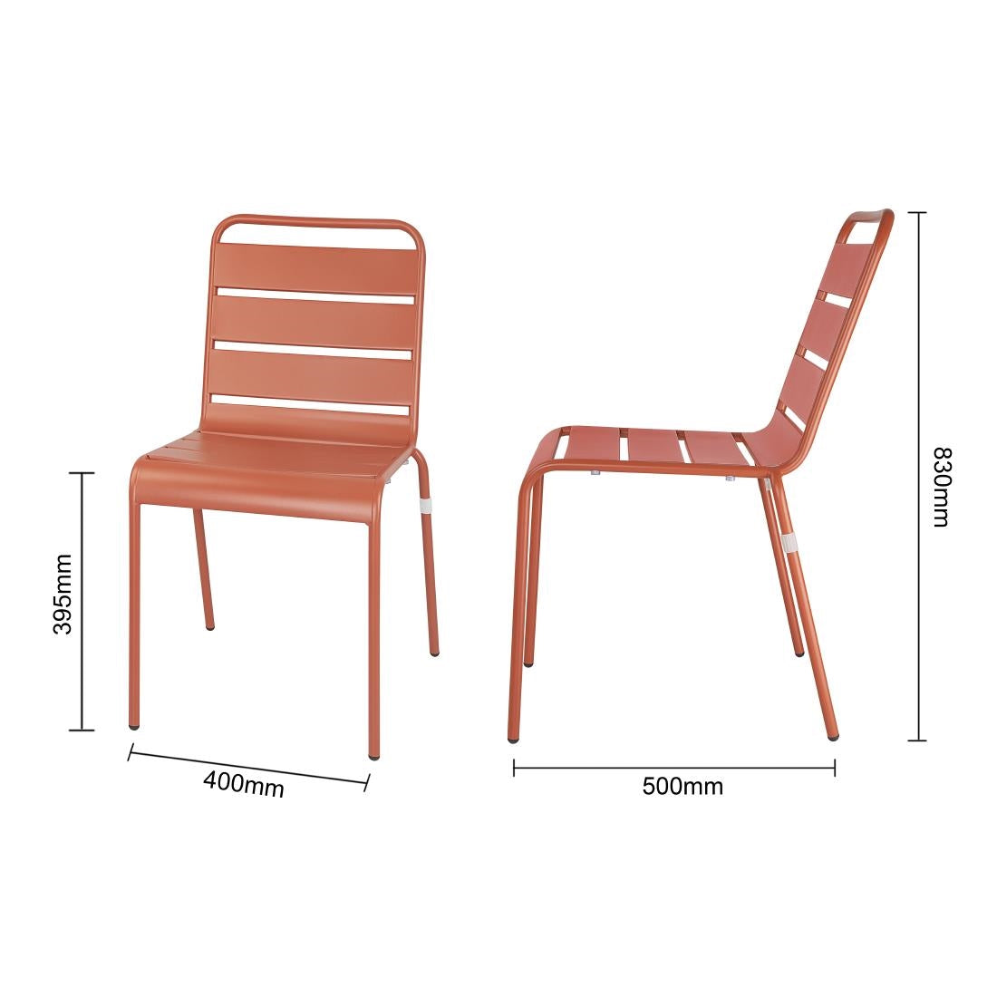 Bolero Amalfi Slatted Steel Side Chairs Terracotta (4 Pack)