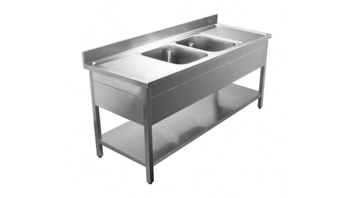 Elevate Your Kitchen with the Combisteel 700mm Stainless Steel Double Bowl Sink - Sleek Flat Pack Design, 2000mm Wide!