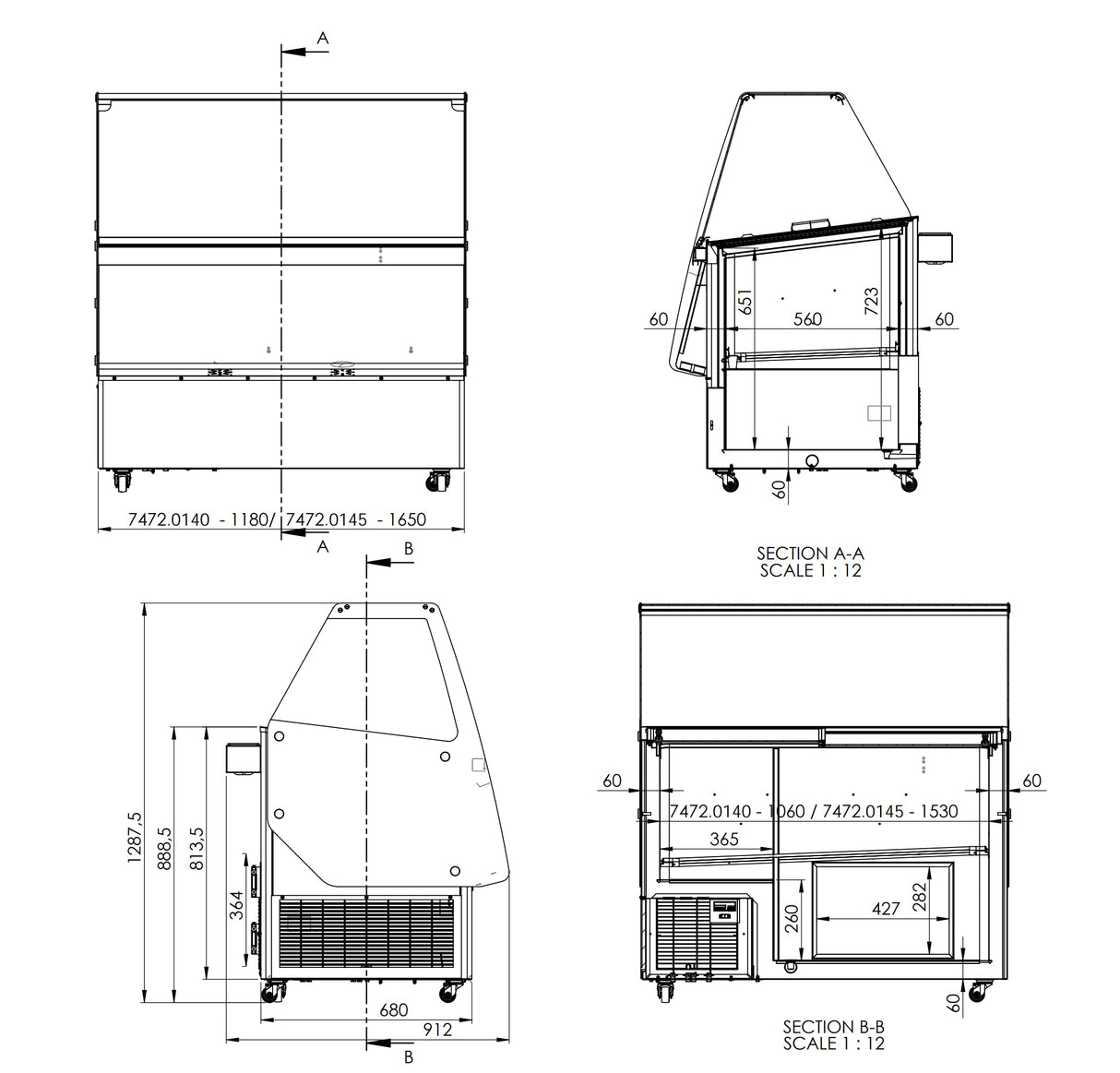 Cuba Ice Cream Counter Display Freezer by Combisteel - Spacious 13 x 5 Litre Capacity (Model 7472.0145)