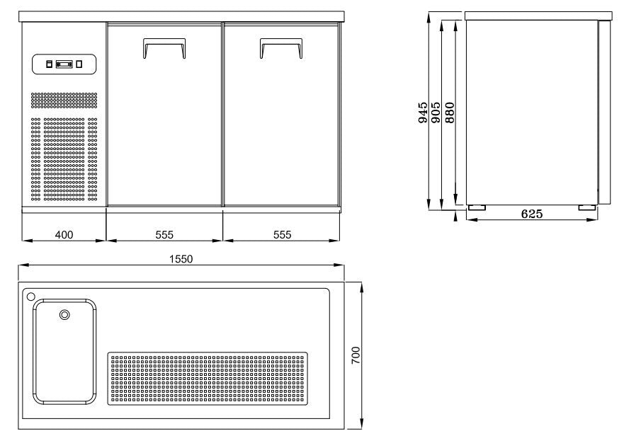 Premium Double Door Bottle Cooler with Beer Tap Counter by Combisteel - Model 7489.5315