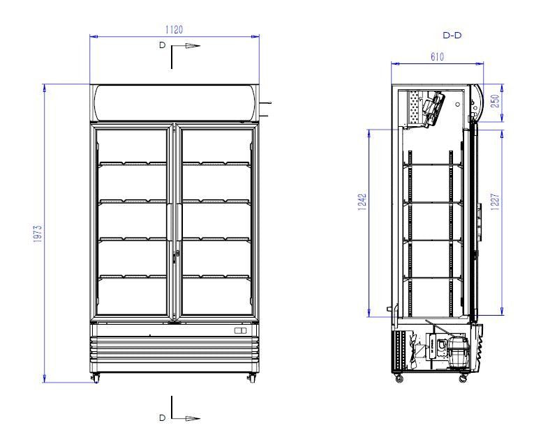 Premium 670L Double Hinged Glass Door Merchandising Fridge by Combisteel - Model 7455.2105