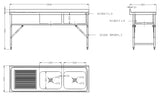 Versatile 1800mm Foldable Mobile Stainless Steel Double Bowl Sink by Combisteel