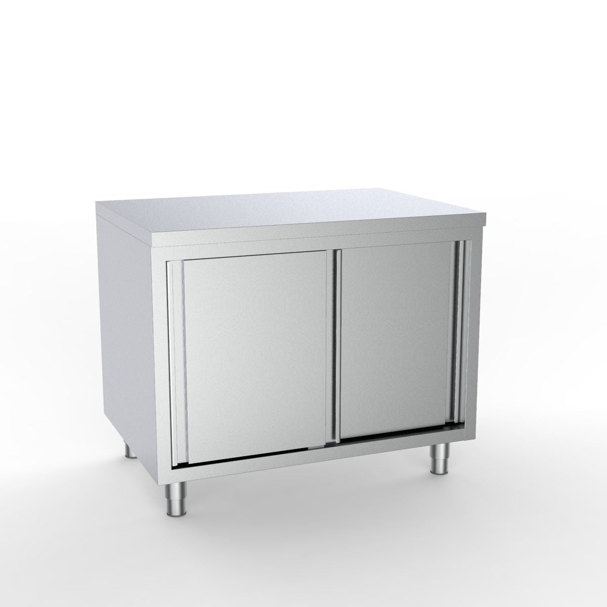 Elevate Your Workspace with the Combisteel 600 Line Worktable – 1200mm Wide, Durable Full 430 Stainless Steel Design with Convenient Sliding Doors!