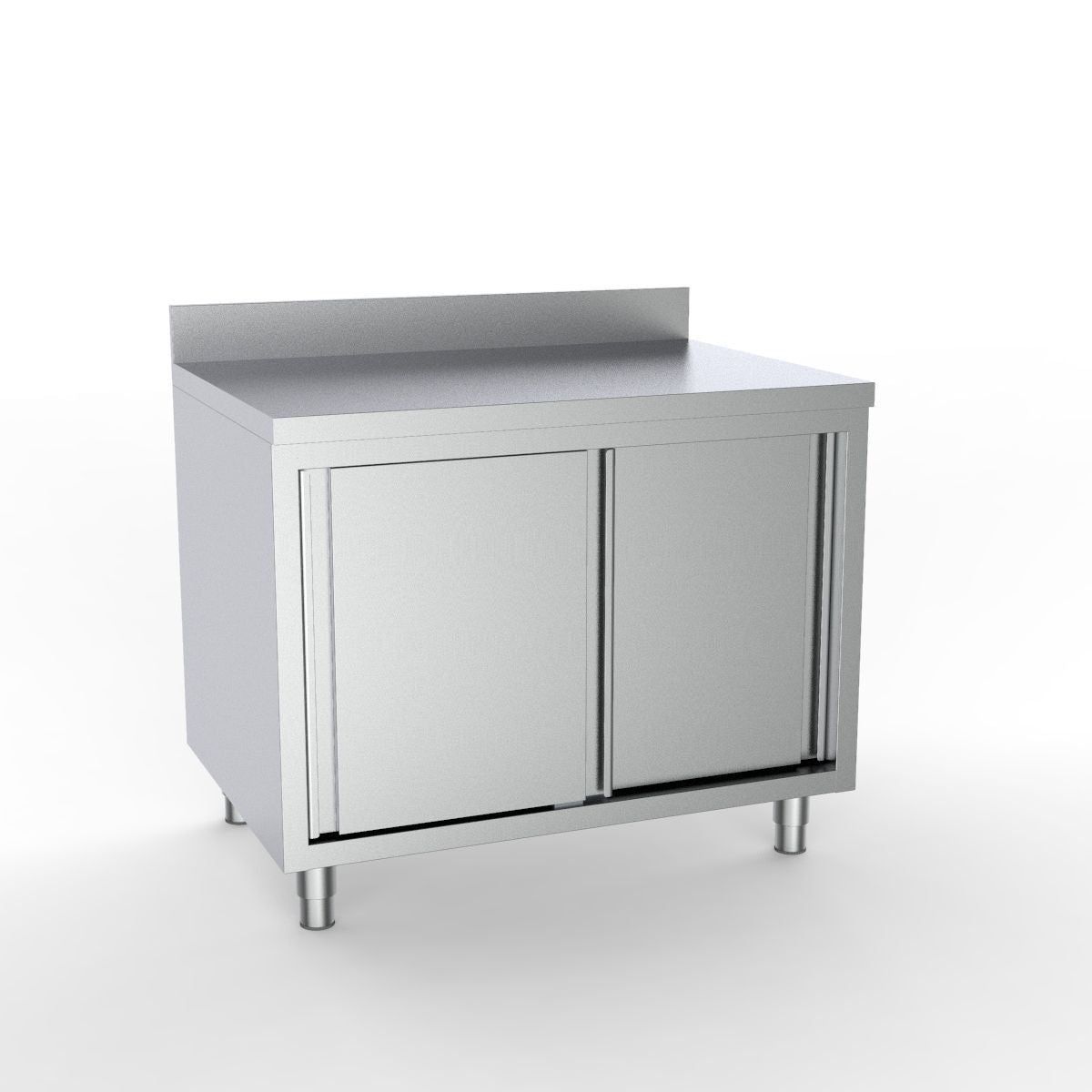 Premium 1000mm Full 430 Stainless Steel Worktable with Sliding Doors & Upstand – Combisteel