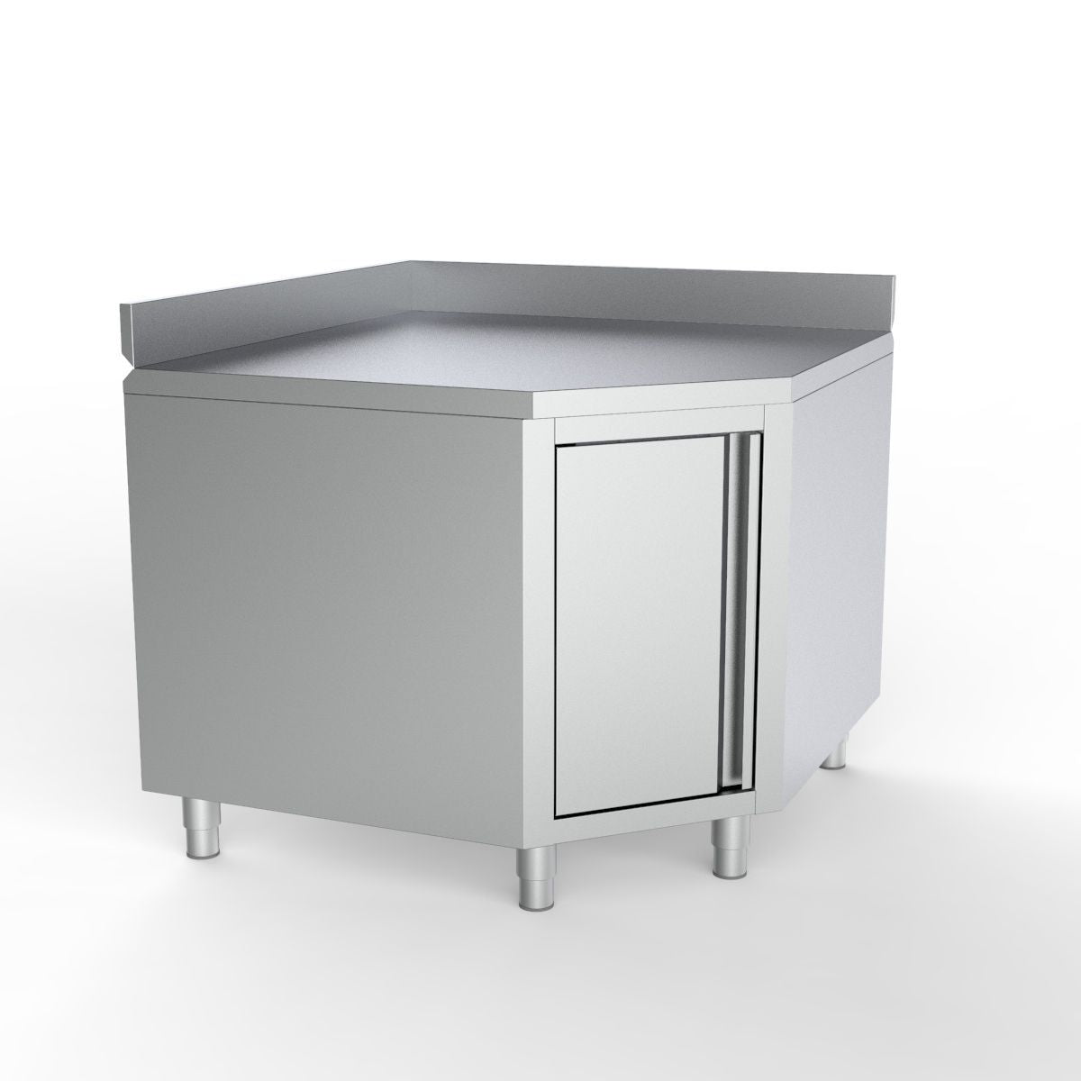 Premium 430 Stainless Steel Corner Worktable with Door - 1000mm x 1000mm