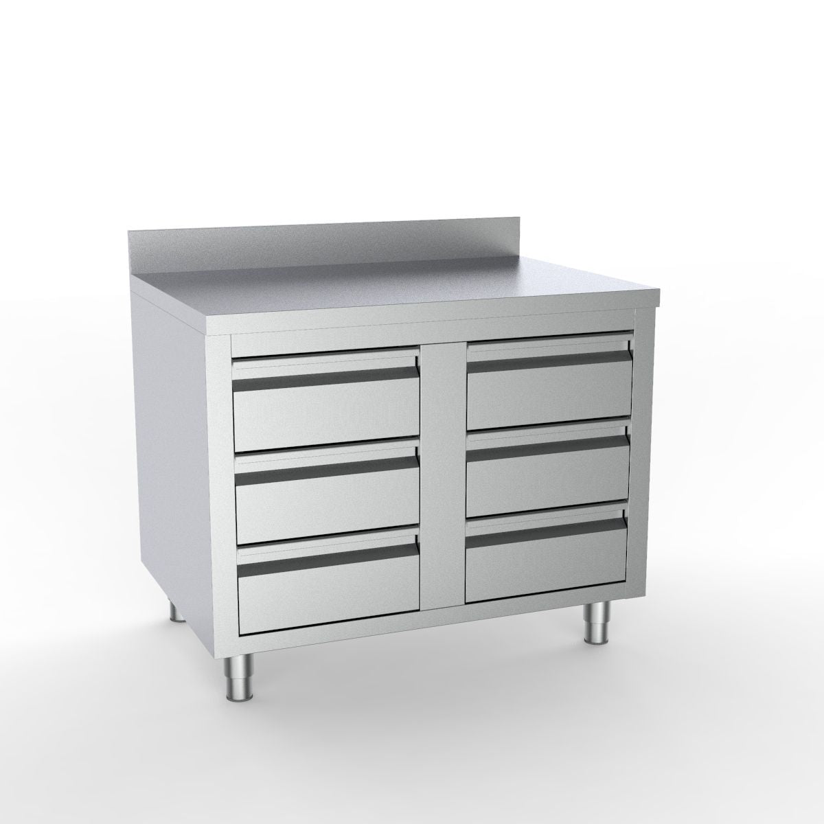 Premium 1000mm Stainless Steel Worktable with 6 Spacious Drawers & Upstand – Combisteel 430 Series