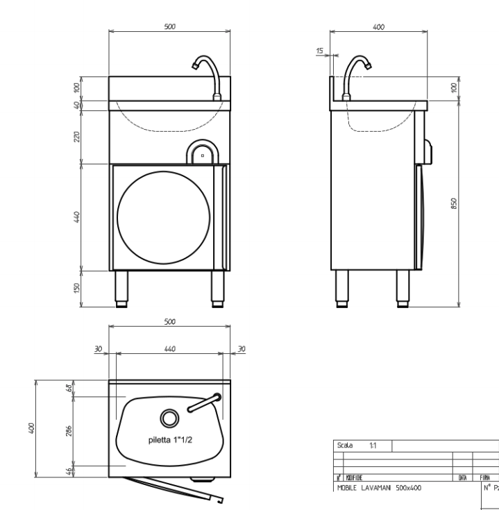 Stylish Knee-Operated Sink with Elegant Pedestal Cupboard - Model 7013.0780