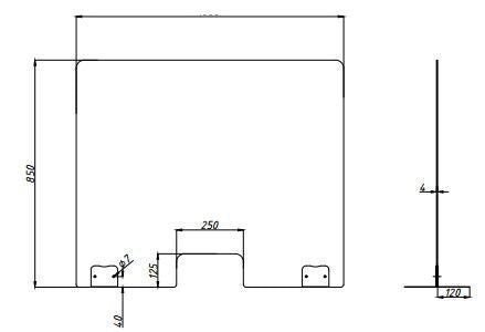 Premium Plexiglass Barrier with Cut-Out - 800 x 850mm - Model 7013.1910