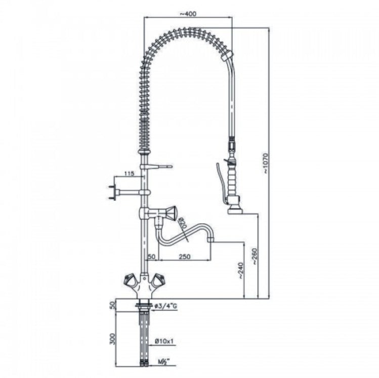 Professional-Grade Combisteel Pre-Rinse Spray with Sleek Faucet Tap - Model 7212.0030