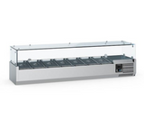 Elevate Your Culinary Experience with the Combisteel Refrigerated Topping Station – Glass Surround Design, 1/4GN x 8 Compartments - Model 7950.5121