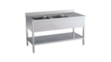 Stylish 2000mm Wide Combisteel Double Left Bowl Stainless Steel Sink - Flat Pack Convenience