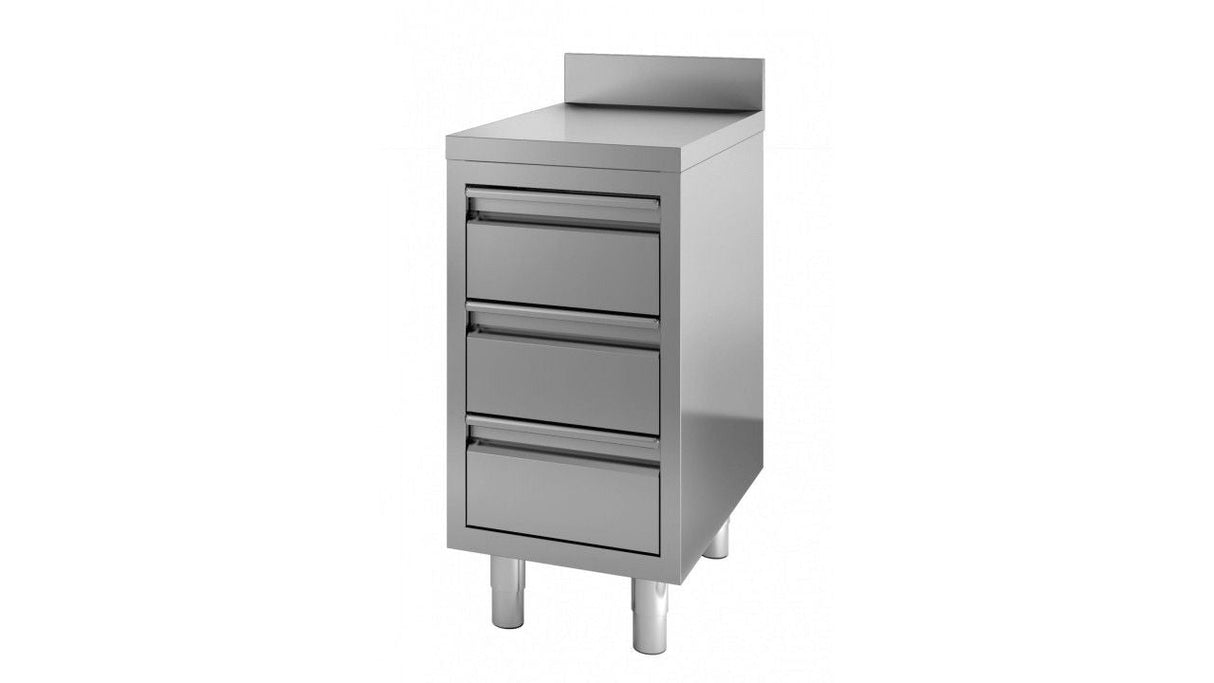 Premium Combisteel Stainless Steel Worktable with 3 Spacious Drawers & Rear Upstand - 600mm - Model 7452.0515