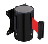 Sleek Black Wall-Mounted Retractable Belt Barrier - 3 Metre Length by Combisteel