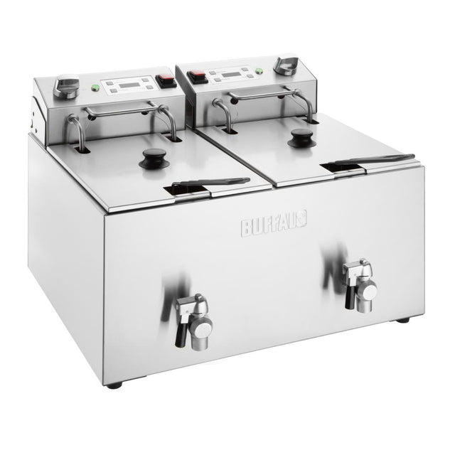 Buffalo Countertop Electric Fryer with Timer 2x8Ltr
