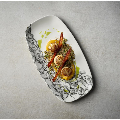 Churchill Kintsugi Accents Chefs Oblong Plates Quartz Black 355x189mm (6 Pack)