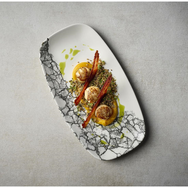 Churchill Kintsugi Accents Chefs Oblong Plates Quartz Black 355x189mm (6 Pack)