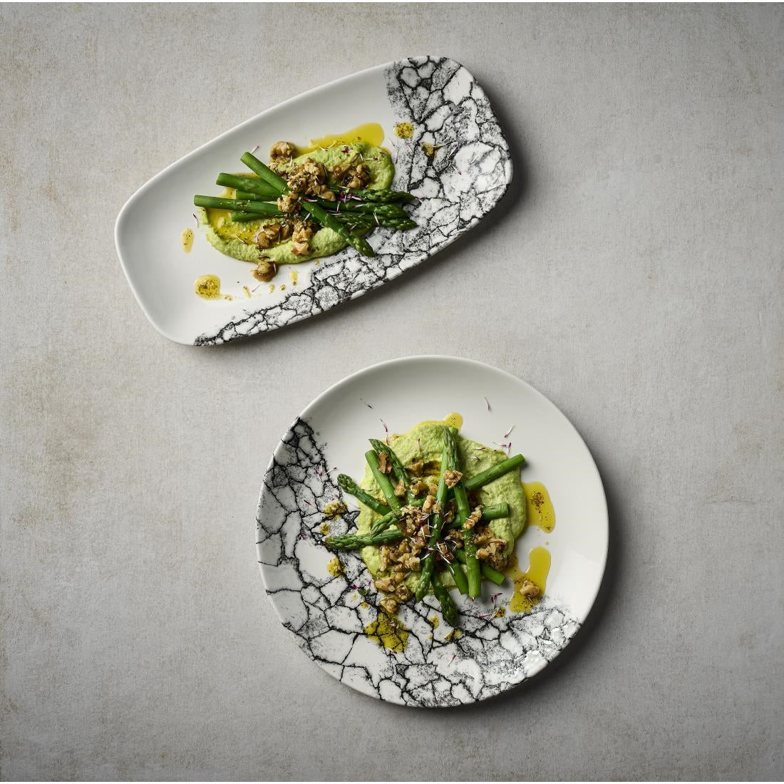 Churchill Kintsugi Accents Chefs Oblong Plates Quartz Black 355x189mm (6 Pack)