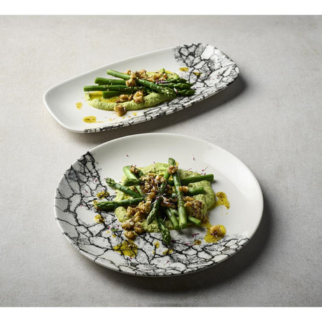 Churchill Kintsugi Accents Chefs Oblong Plates Quartz Black 355x189mm (6 Pack)