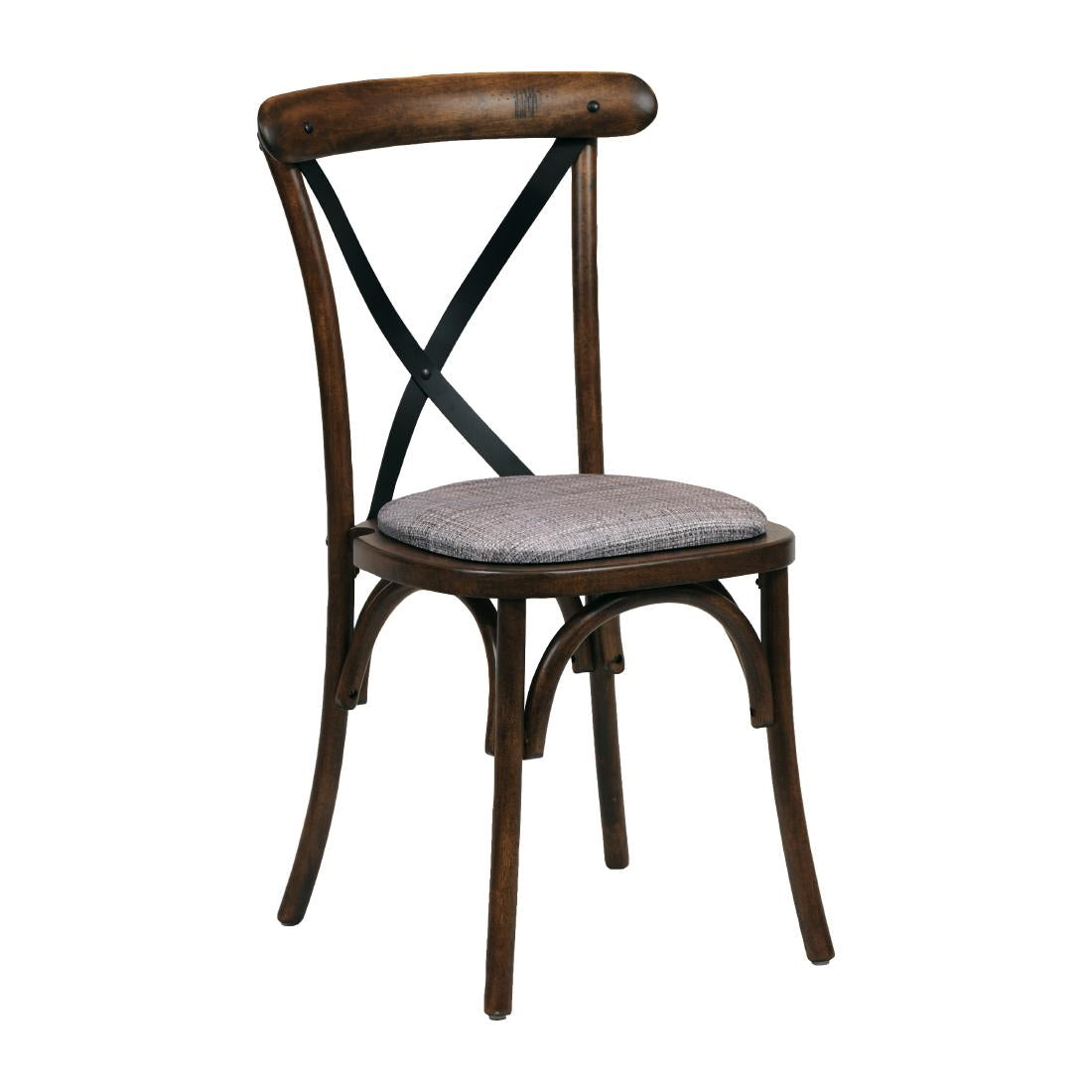 Bristol Dining Chairs Vintage Wood with Helbeck Charcoal Seats (2 Pack)