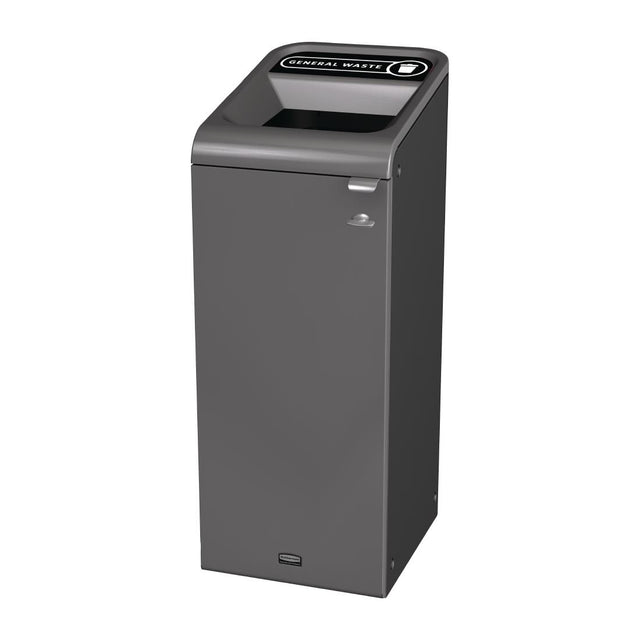 Rubbermaid Configure Recycling Bin with General Waste Label Black 57Ltr