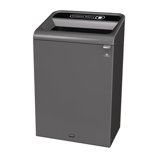 Rubbermaid Configure Recycling Bin with General Waste Label Black 125Ltr