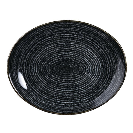 Churchill Studio Prints Homespun Charcoal Black Large Oval Coupe Plates 270 x 299mm (12 Pack)