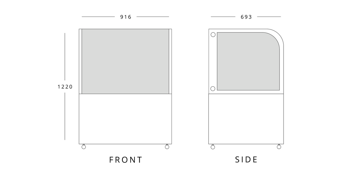 91cm Curved Glass Low Height Merchandiser