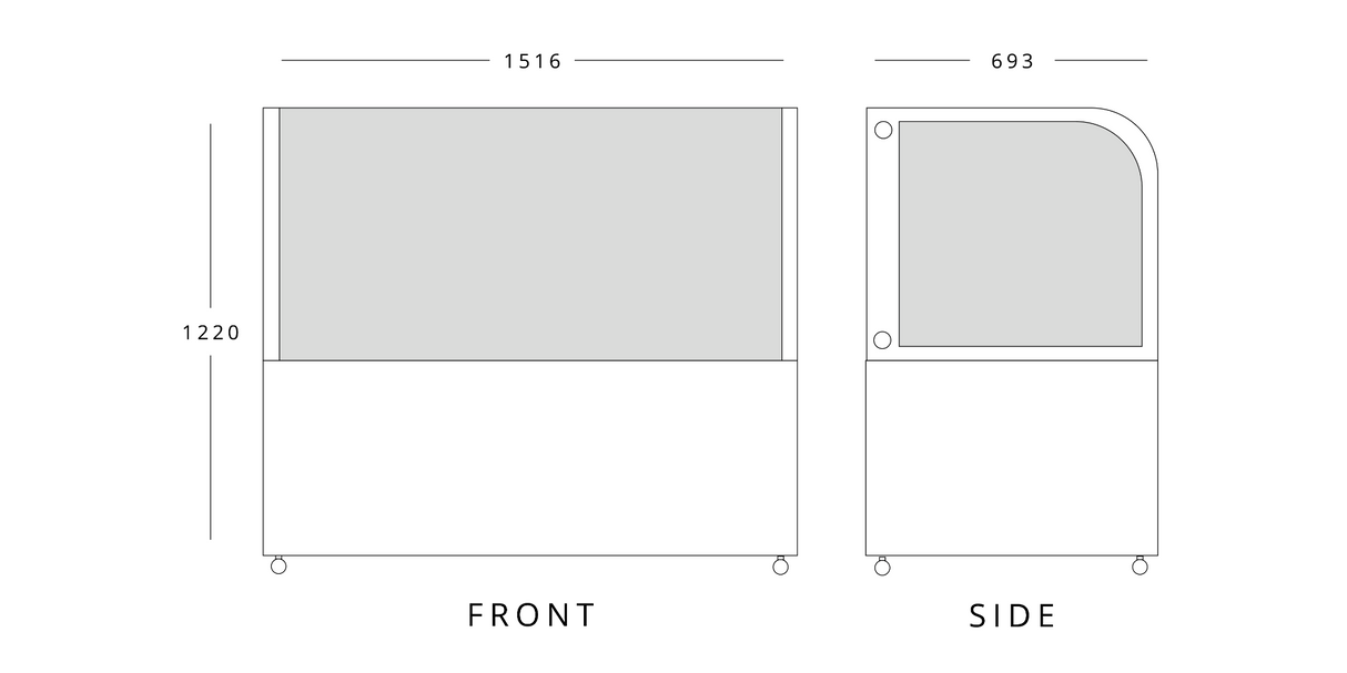 1.5m Curved Glass Low Height Merchandiser