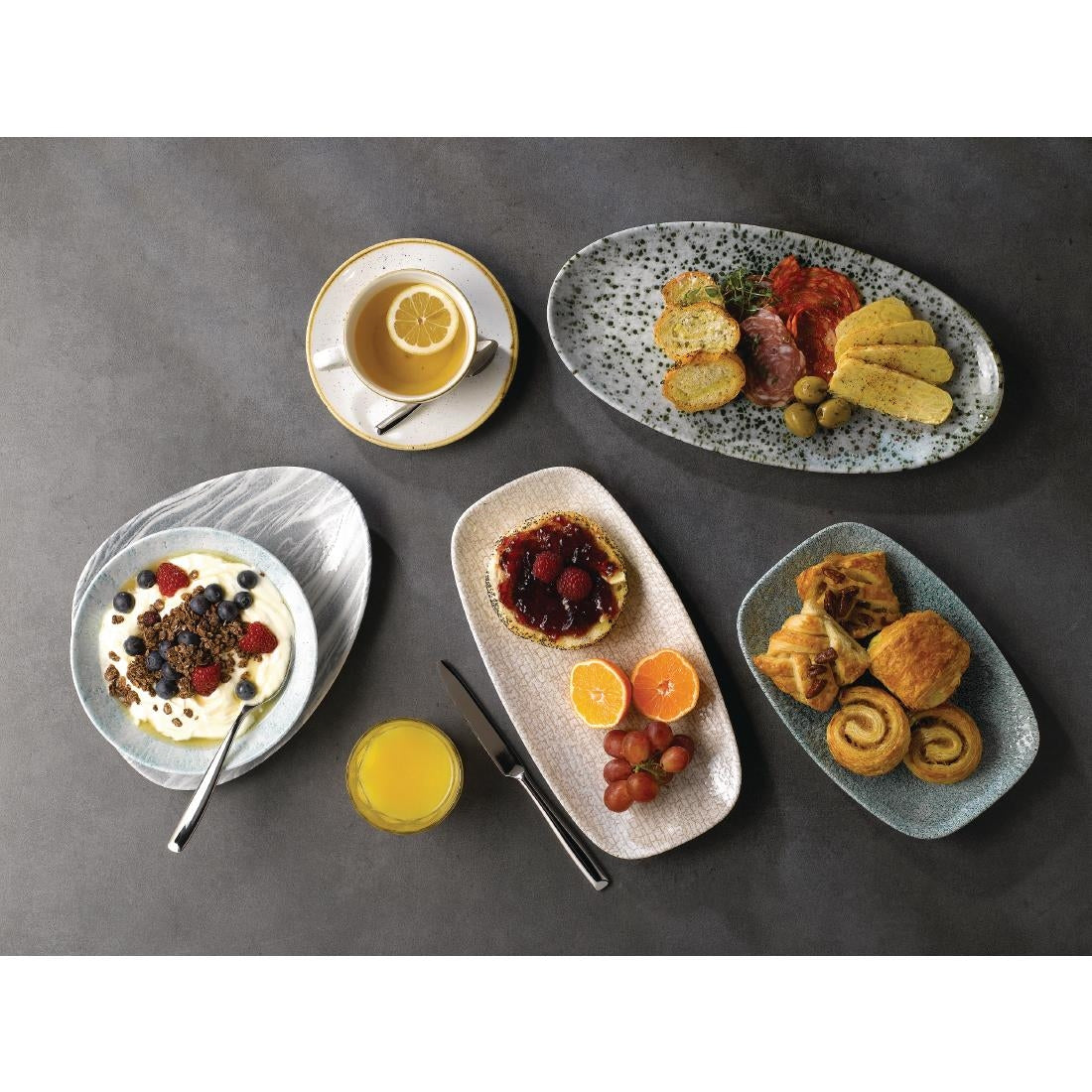 Churchill Raku Oblong Chef Plates Jade Green 202 x 261mm (12 Pack)