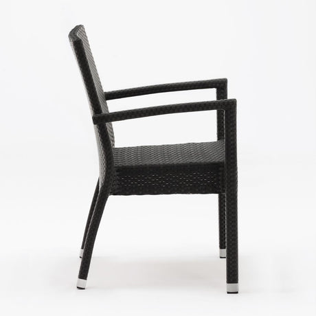Bolero PE Wicker Armchairs Charcoal (4 Pack)