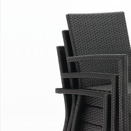 Bolero PE Wicker Armchairs Charcoal (4 Pack)