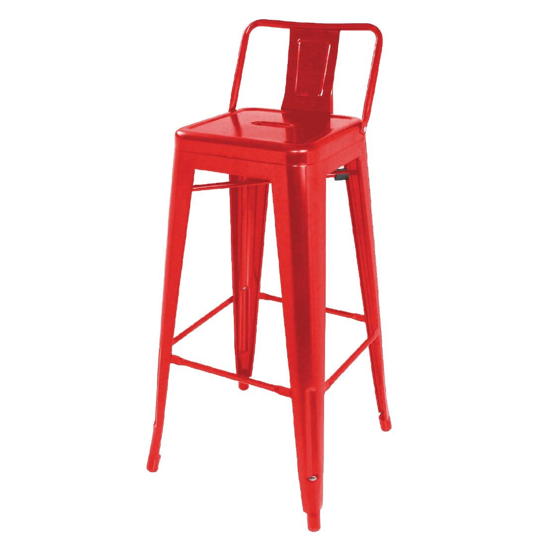 Bolero Bistro Steel High Stools with Backrest Red (4 Pack)