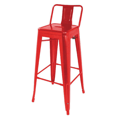 Bolero Bistro Steel High Stools with Backrest Red (4 Pack)