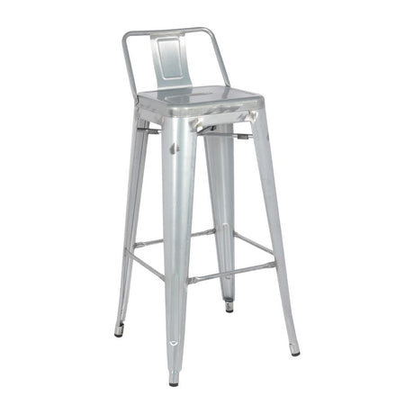 Bolero Bistro Steel High Stools with Backrest Silver (4 Pack)