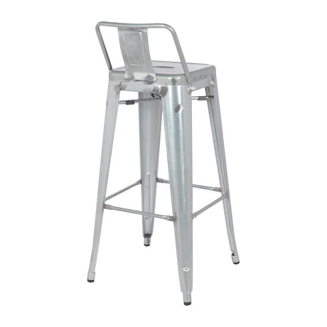 Bolero Bistro Steel High Stools with Backrest Silver (4 Pack)