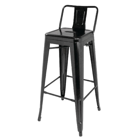 Bolero Bistro Steel High Stools with Backrest Black (4 Pack)