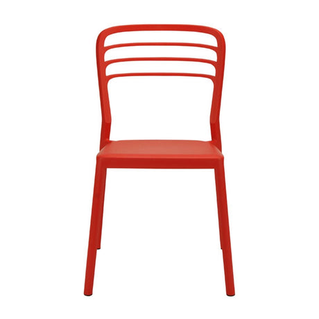Newquay Ocean Plastic Outdoor Chairs Red (4 Pack)