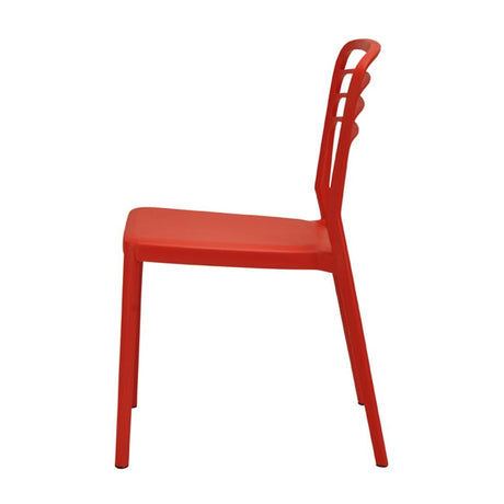 Newquay Ocean Plastic Outdoor Chairs Red (4 Pack)
