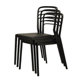 Newquay Ocean Plastic Outdoor Chairs Black (4 Pack)